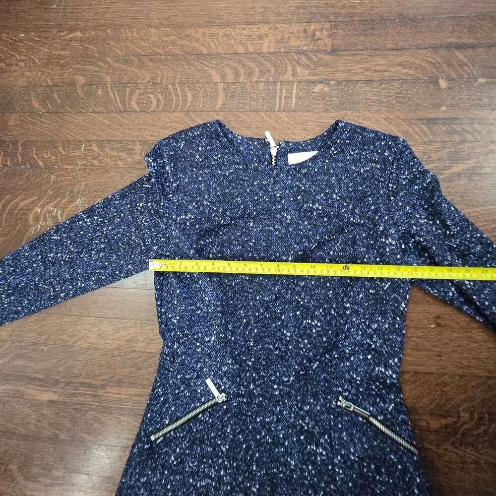 Michael Kors Women’s Sz6 Blue Speckled Fit & Flare Dress Zipper Pockets